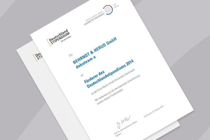 Deutschlandstipendium 2014 Urkunde